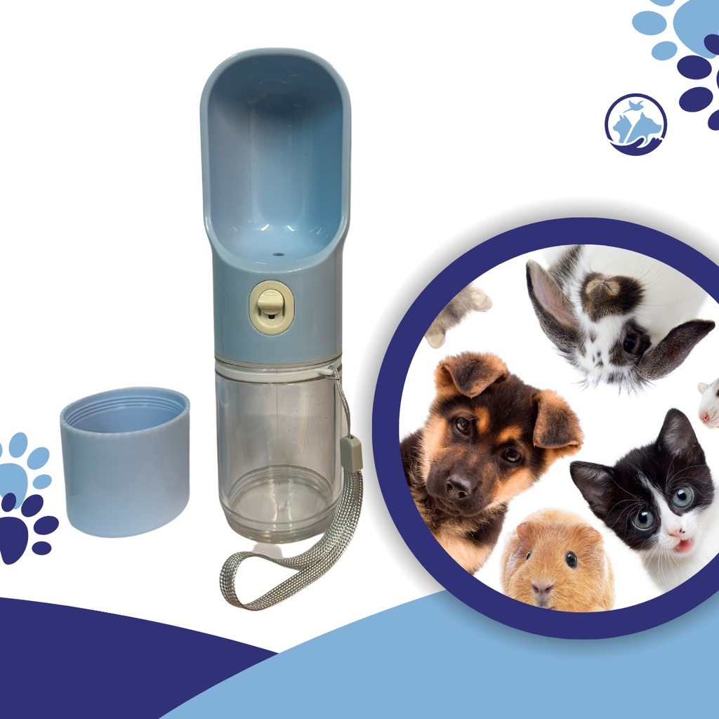 Bebedero Portátil Mascotas Botella Azul