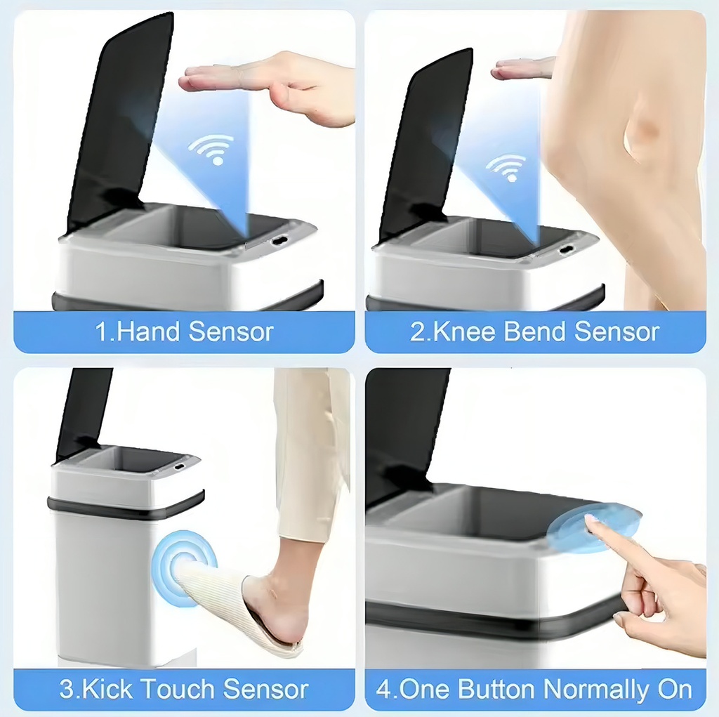 Bote Basura Inteligente Con Sensor Papelera Automática Blanco