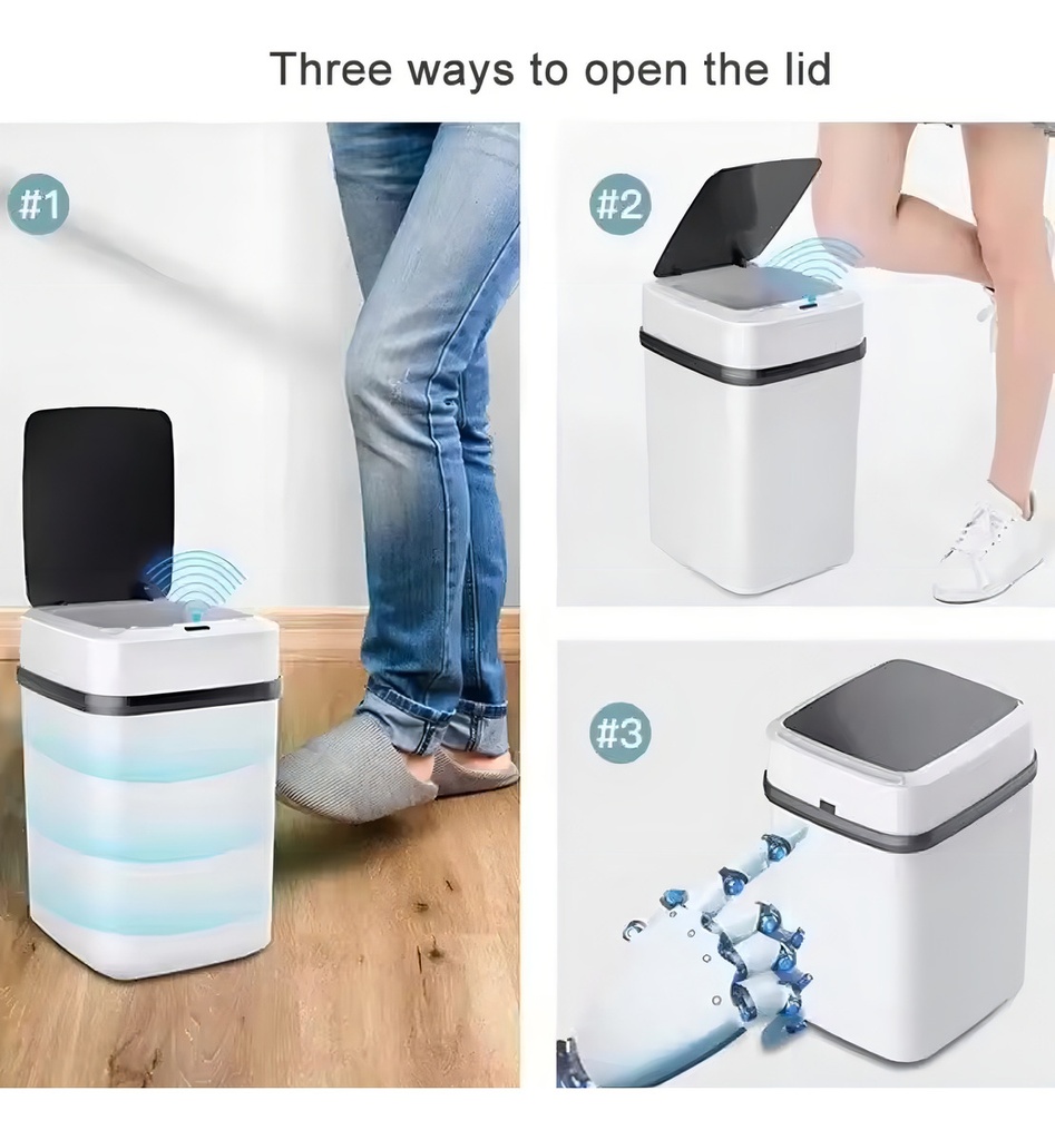 Bote Basura Inteligente Con Sensor Papelera Automática Blanco