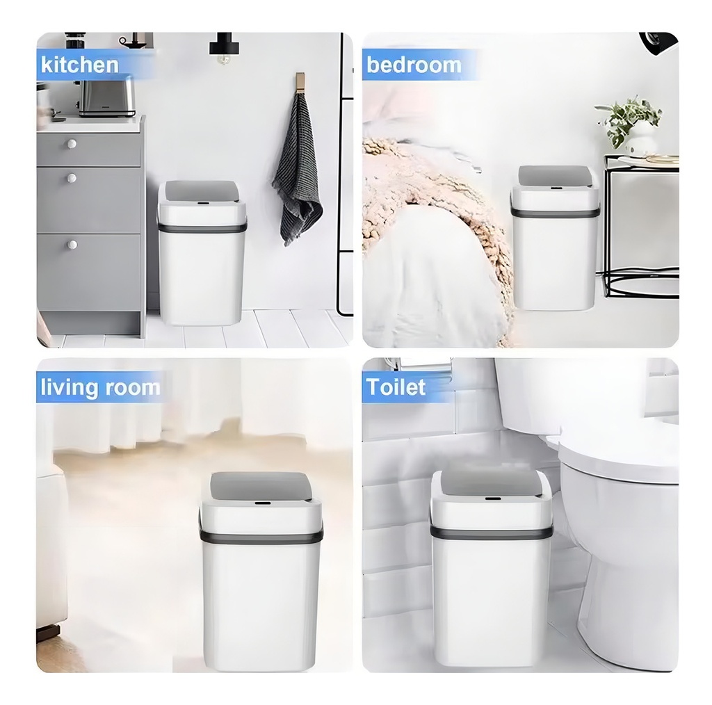 Bote Basura Inteligente Con Sensor Papelera Automática Blanco