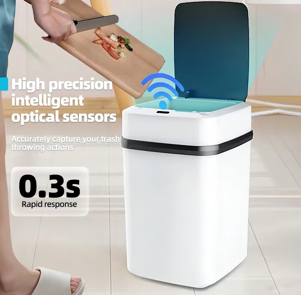 Bote Basura Inteligente Con Sensor Papelera Automática Blanco