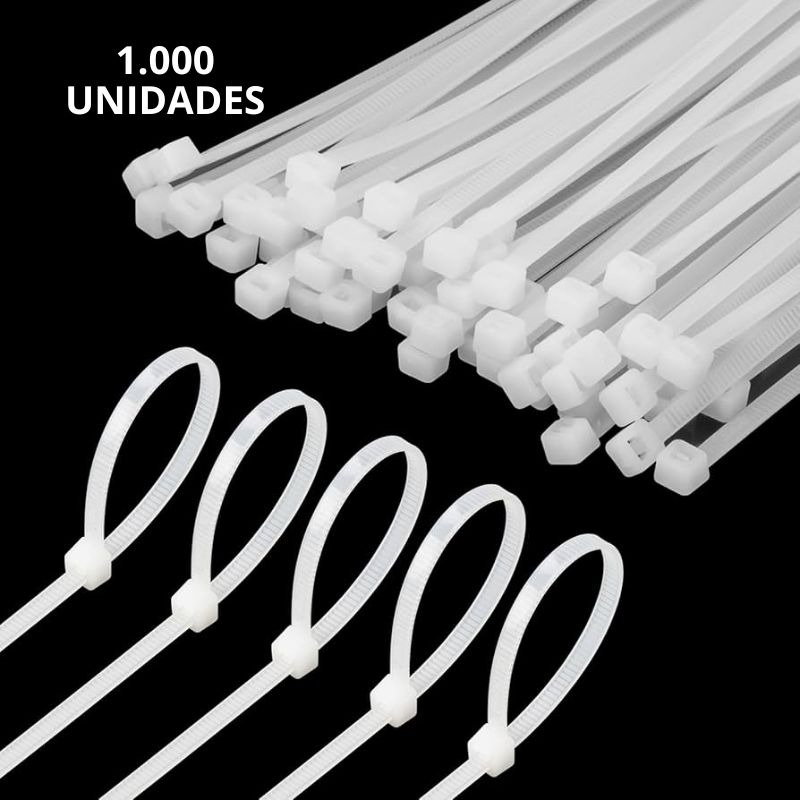 Bridas De Nylon 3x150mm 1000 Unidades Amarras Blancas Blanco
