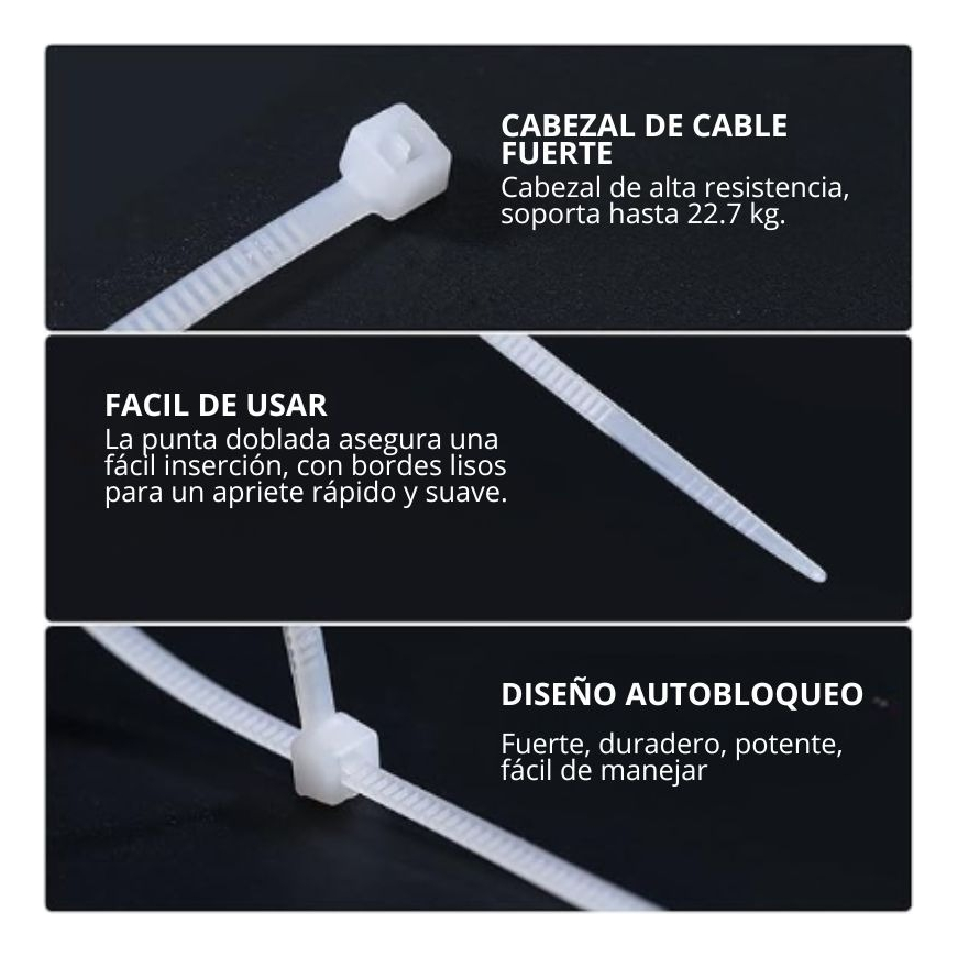 Bridas De Nylon 3x150mm 1000 Unidades Amarras Blancas Blanco