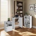 Escritorio + Estante + Librero Todo En 1 Blanco