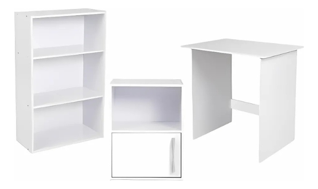 Librero Estante Con Escritorio Todo En 1 Blanco