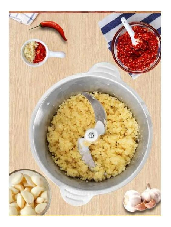 Triturador Picadora Procesadora De Alimentos Acero 3 Litros Plateado