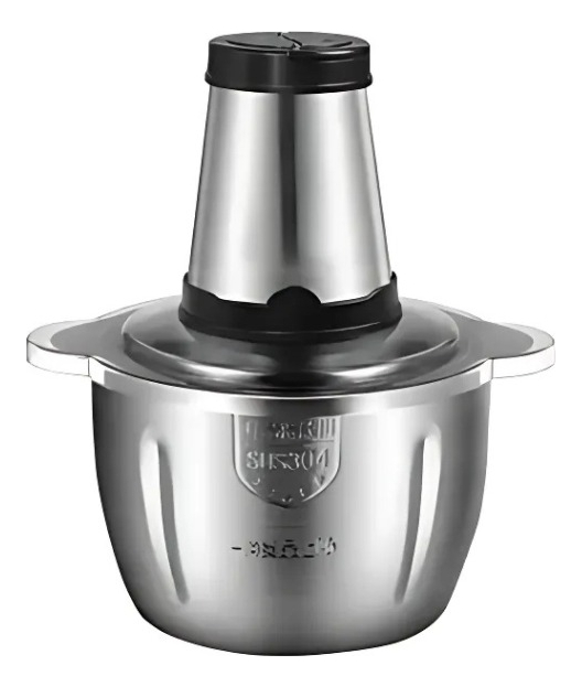 Triturador Picadora Procesadora De Alimentos Acero 3 Litros Plateado