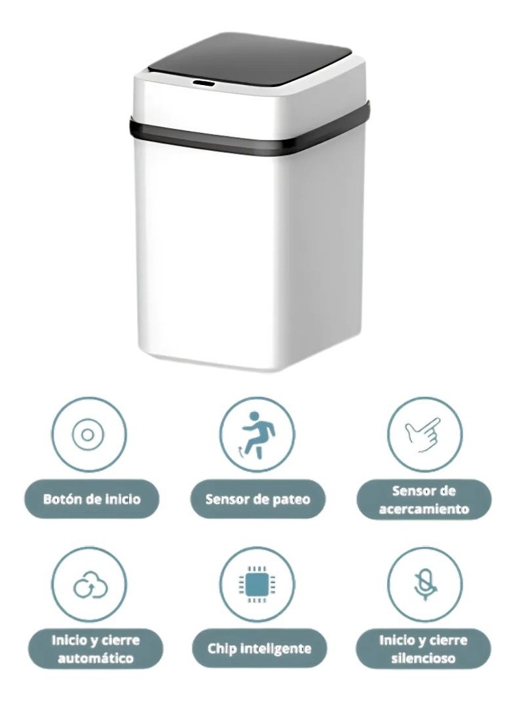 Basurero Con Sensor 12l - Bote De Basura Blanco