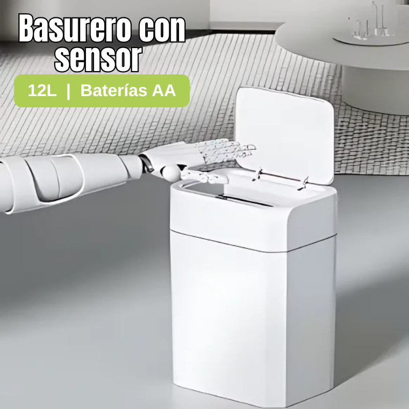 Basurero Con Sensor 12l - Bote De Basura Blanco