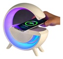Parlante Bluetooth Luces Led Cargador Inalámbrico Y Radio Blanco