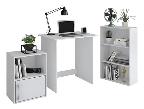 Librero Estante Con Escritorio Todo En 1 Blanco